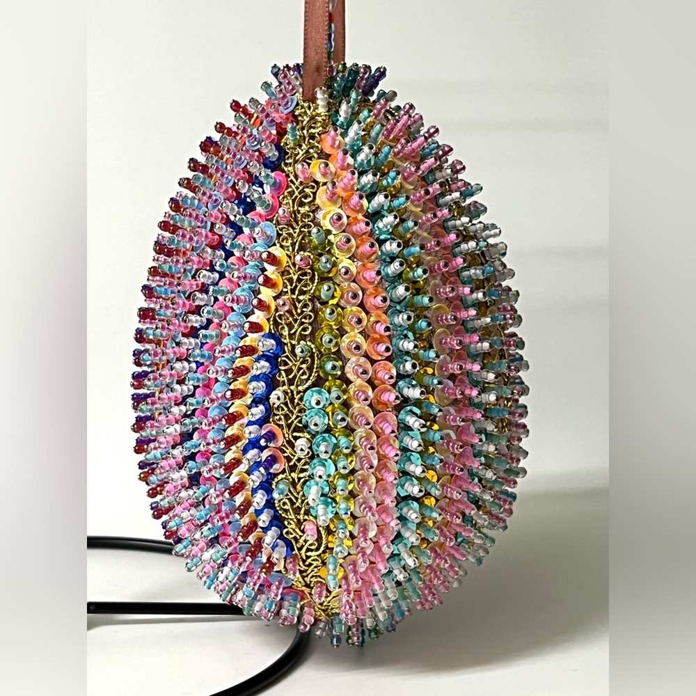 Handmade Vintage Style Easter Faberge Egg Push Pin Ornament Beads Sequins 6 in